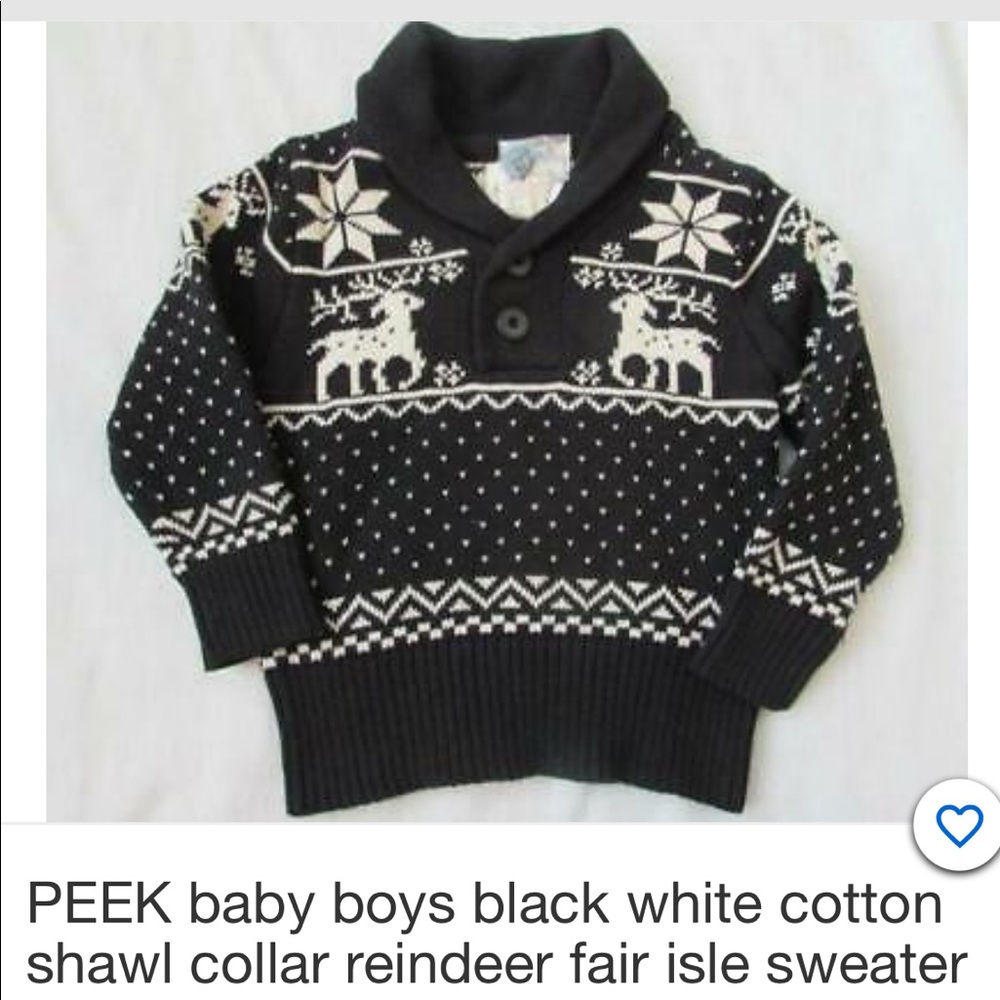 PEEK shawl collar reindeer fair isle sweater